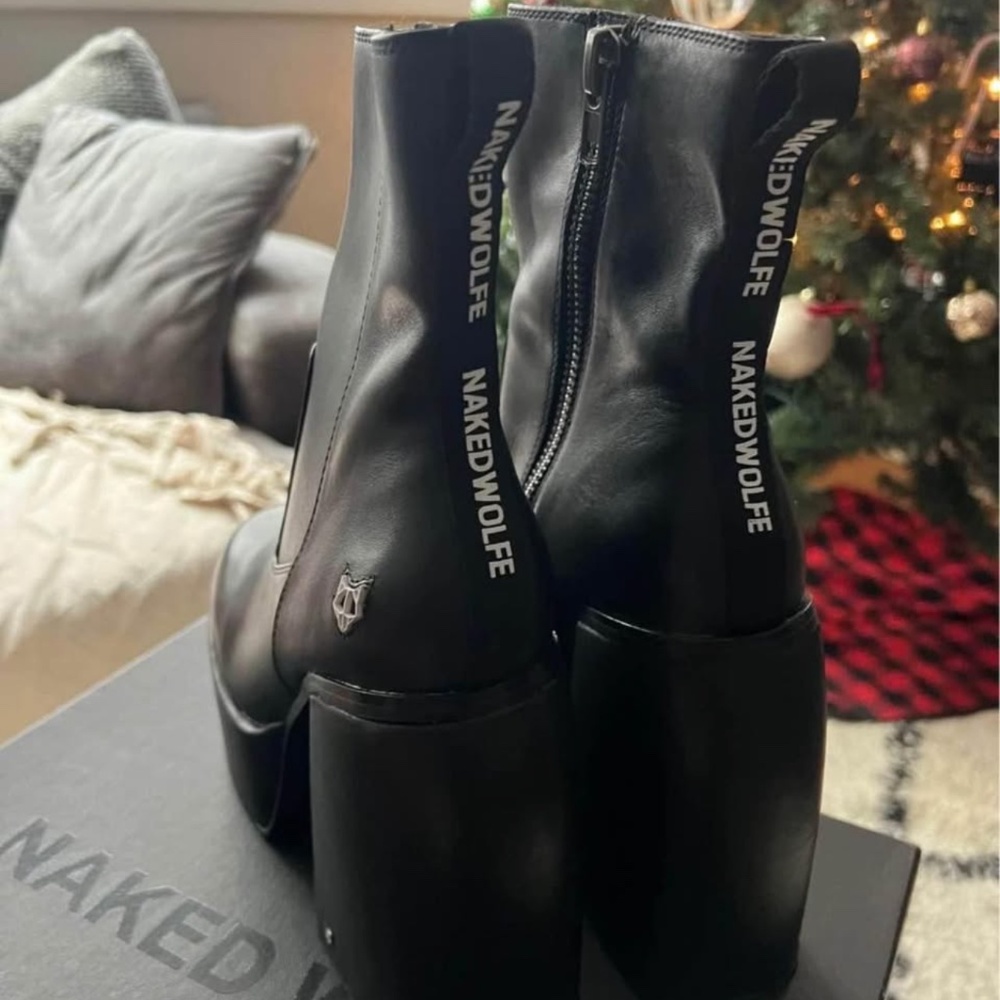 NAKED WOLFE JAILBREAKER PLATFORM BLACK LEATHER BOOTS SZ 9